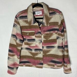 Tribal Jeans Pink Tan Black Southwestern Aztec Print Light Jacket L